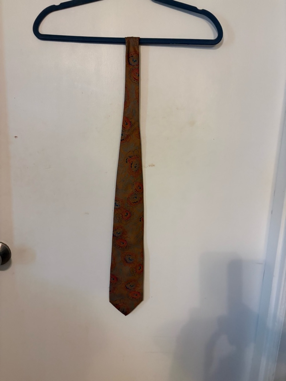 Brown Paisley Men's Tie with Orange Accents